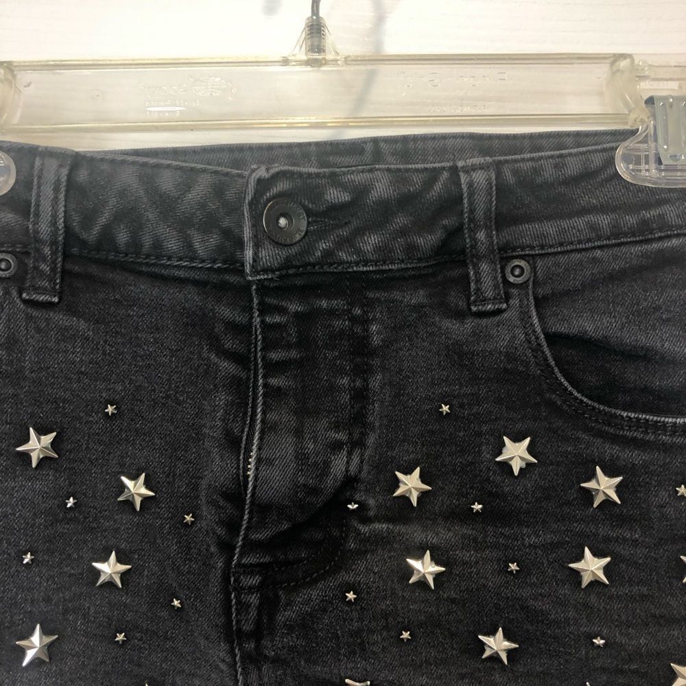 Black Heart black low rise shorts with silver stars, size 3 - Picture 4 of 9